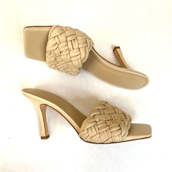 Marc Fisher Draya Braided Square Toe Heels 10 Cream - Picture 5 of 10
